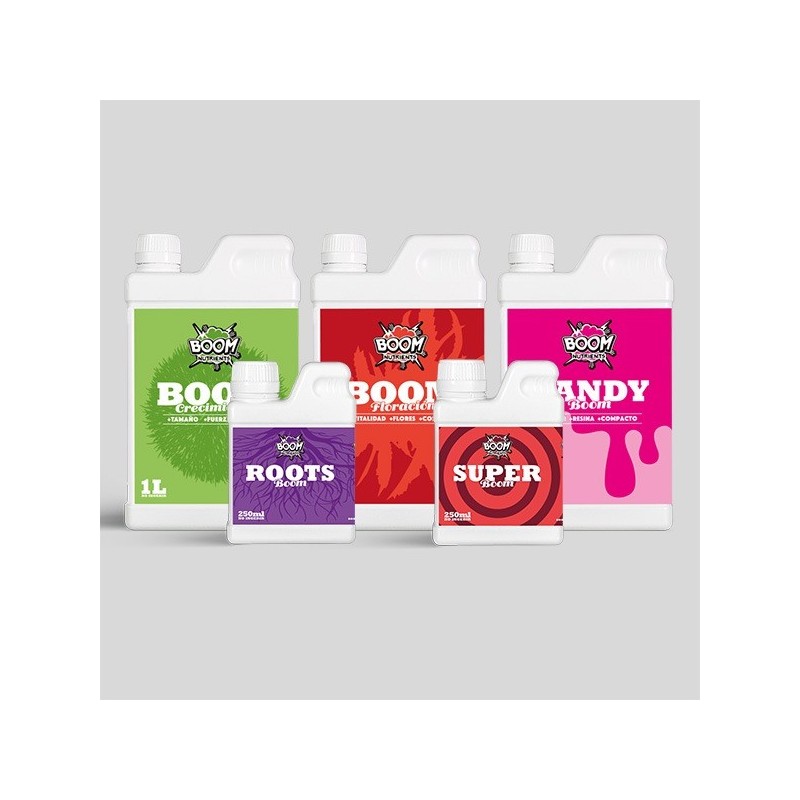 Kit Completo Boom Nutrients crecimiento, floración, candy, roots, super